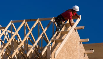 roof wood construction man working sky